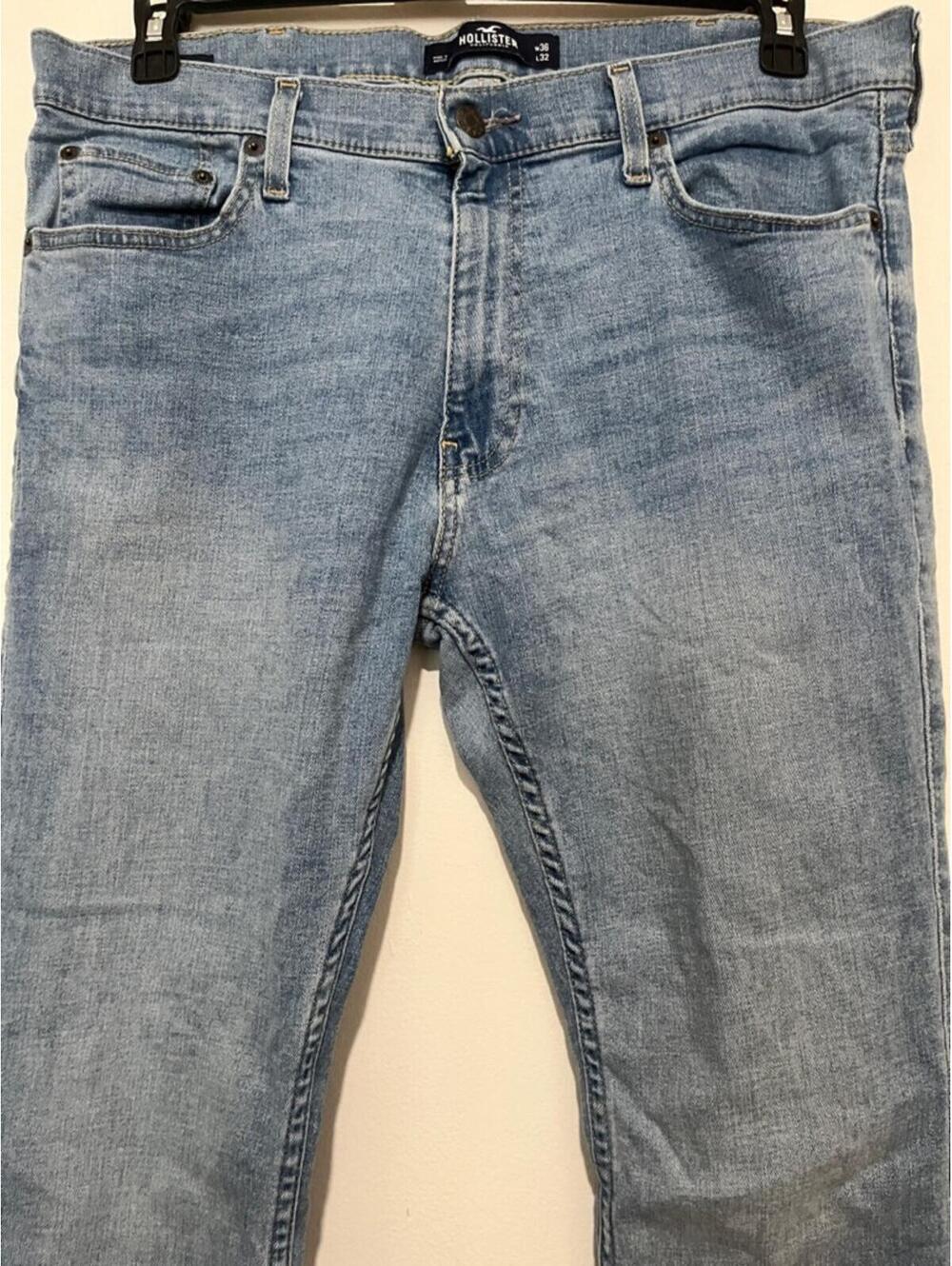 Hollister: Men’s Slim-Straight Jeans Light Wash Denim